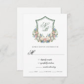 ダスティブルーフローラ結婚クレストの応答カード 出欠カード (正面/裏面)