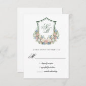 ダスティブルーフローラ結婚クレストの応答カード 出欠カード (正面/裏面)