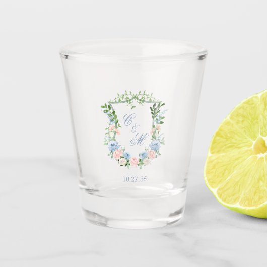 ダスティブルーフローラ結婚クレスト ショットグラス (正面)