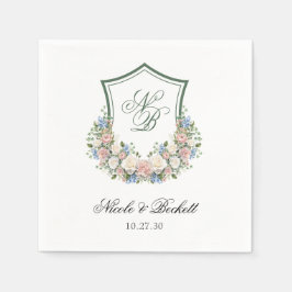 ダスティブルーフローラ結婚クレスト スタンダードカクテルナプキン