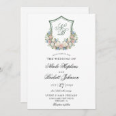 ダスティブルーフローラ結婚クレスト 招待状 (正面/裏面)