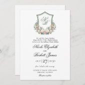 ダスティブルーフローラ結婚クレスト 招待状 (正面/裏面)