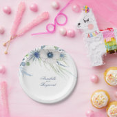 ダスティブルーフローラ結婚グリーン ペーパープレート (パーティー)