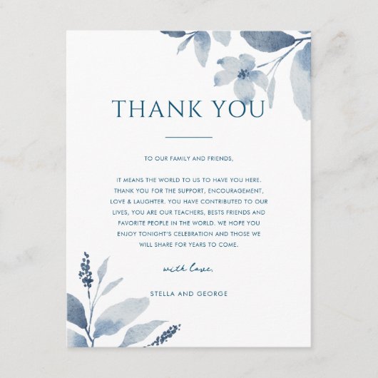 ダスティブルーフローラ結婚ズサンキュー座席表 サンキューカード (正面)