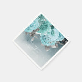 ダスティブルーフローラ結婚ズラグジュアリー スタンダードカクテルナプキン (角)