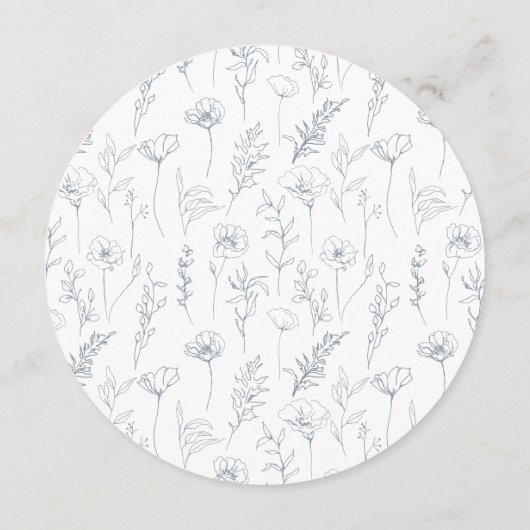 ダスティブルーフローラ結婚ラウンドのメニューカードプレート メニュー (裏面)