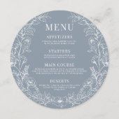 ダスティブルーフローラ結婚ラウンドのメニューカードプレート メニュー (正面)
