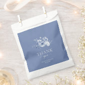 ダスティブルーフローラ結婚式の引き出物バッグ フェイバーバッグ (クリップ留めされた状態)