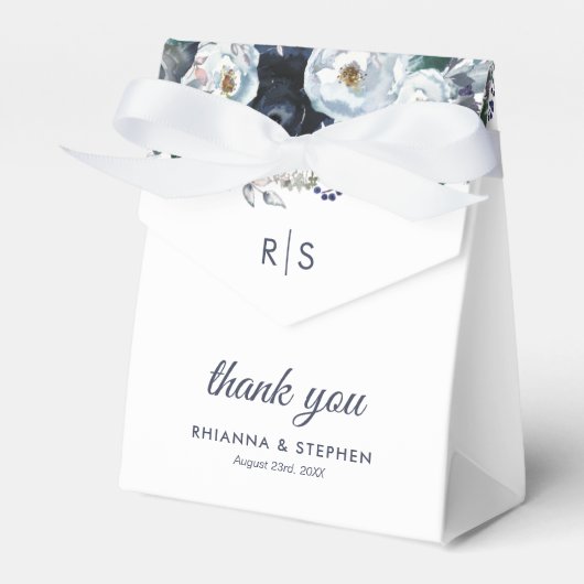 ダスティブルーフローラ結婚式の引き出物ボックス フェイバーボックス (正面サイド)