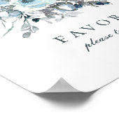 ダスティブルーフローラ結婚式の引き出物標識 ポスター (角)