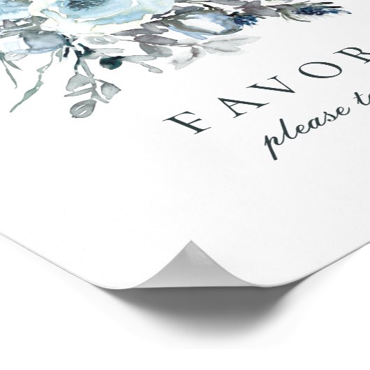 ダスティブルーフローラ結婚式の引き出物標識 ポスター (角)