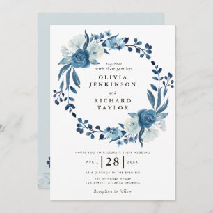 ダスティブルーフローラ結婚式招待状 招待状
