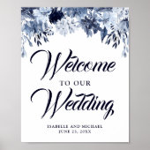 ダスティブルーフローラ結婚歓迎のサイン ポスター (正面)