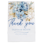 ダスティブルーフローラ結婚金ゴールド ミディアムペーパーバッグ (裏面)