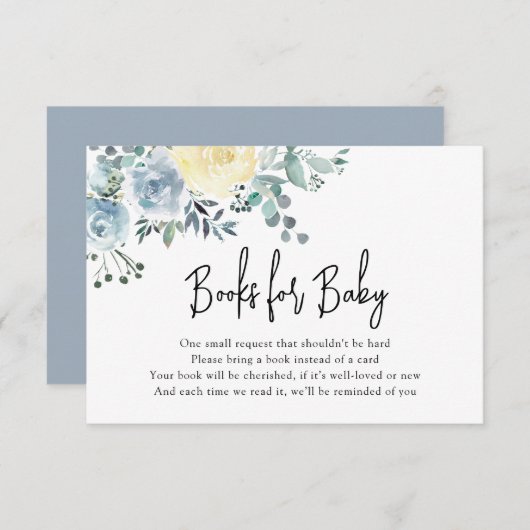 ダスティブルーフローラ緑の少年の本ベビー エンクロージャーカード (正面/裏面)