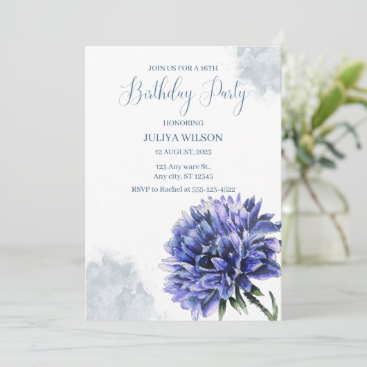 ダスティブルーフローラ誕生日パーティー 招待状 (スタンド正面)