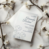 ダスティブルーフローラ輪郭結婚式招待状 招待状