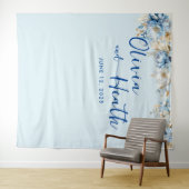 ダスティブルーフローラ金ゴールド タペストリー (インサイチュ(横))