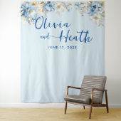 ダスティブルーフローラ金ゴールド タペストリー (インサイチュ)