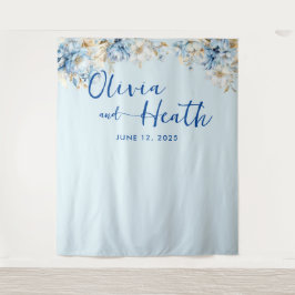 ダスティブルーフローラ金ゴールド タペストリー