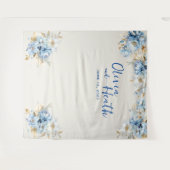 ダスティブルーフローラ金ゴールド タペストリー (正面(横))