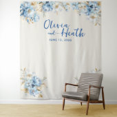 ダスティブルーフローラ金ゴールド タペストリー (インサイチュ)