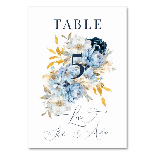 ダスティブルーフローラ金ゴールド テーブルナンバー (正面)