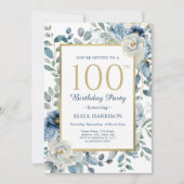 ダスティブルーフローラ100誕生日 招待状 (正面)