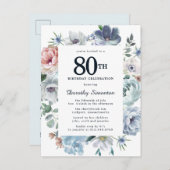 ダスティブルーフローラ80誕生日 インビテーションポストカード (正面/裏面)