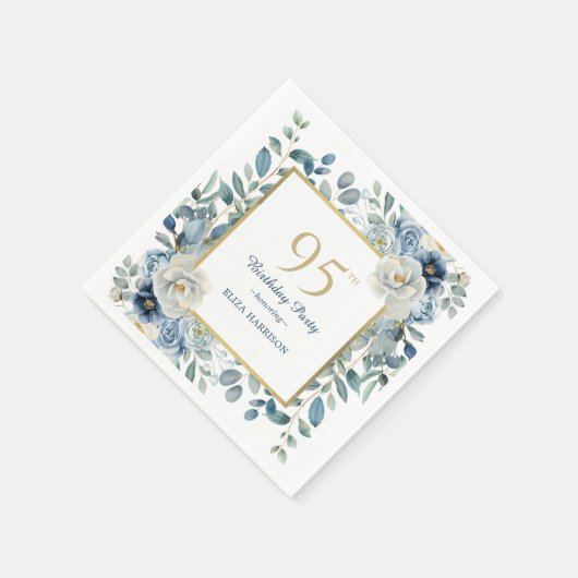 ダスティブルーフローラ95th誕生日 スタンダードカクテルナプキン (角)