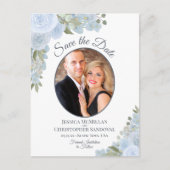 ダスティブルーフローラ&フォトウェディング日付を保存 案内ポストカード (正面)