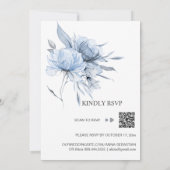 *～*ダスティブルーフローラRSVP - QR AR15バラ結婚 招待状 (裏面)