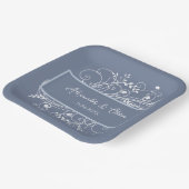 ダスティブルーフローリッシュウェディングシャワー紙プレート ペーパープレート (傾斜あり)