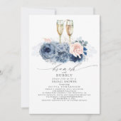 ダスティブルーブエレガントルンチアンドバブリーブライダルシャワー 招待状 (正面)