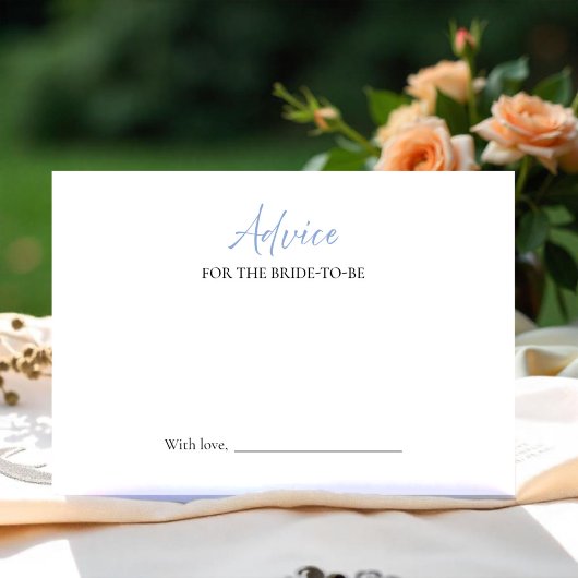 ダスティブルーブライダルシャワーアドバイスの花嫁カード 招待状