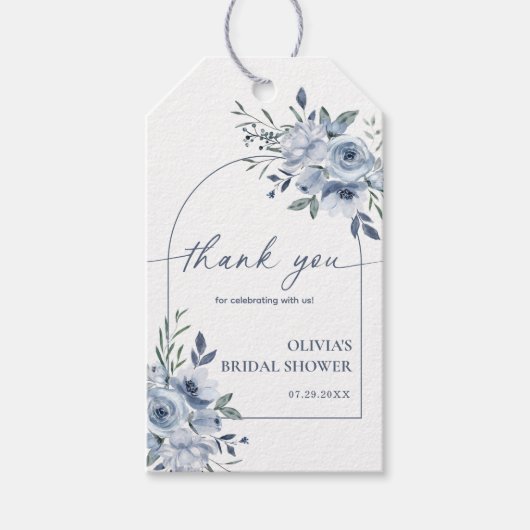 ダスティブルーブライダルシャワーアーチサンキューユーラベル ギフトタグ (正面)