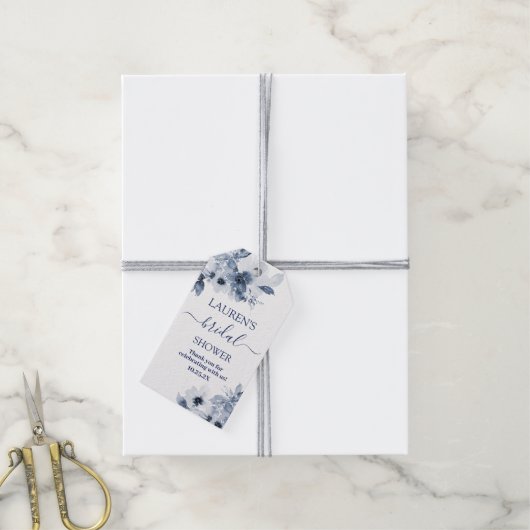 ダスティブルーブライダルシャワーギフトラベル ギフトタグ (より糸付き)