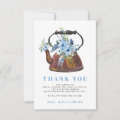 ダスティブルーブライダルシャワーティーパーティーありがとう サンキューカード (正面)