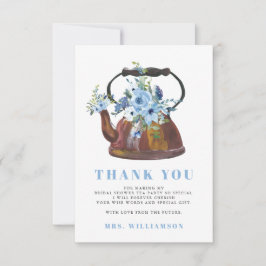 ダスティブルーブライダルシャワーティーパーティーありがとう サンキューカード