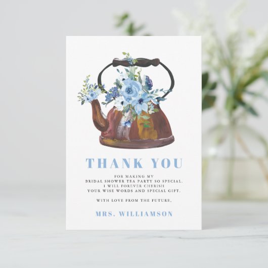 ダスティブルーブライダルシャワーティーパーティーありがとう サンキューカード (スタンド正面)