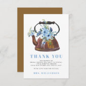 ダスティブルーブライダルシャワーティーパーティーありがとう サンキューカード (正面/裏面)