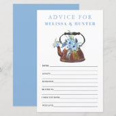 ダスティブルーブライダルシャワーティーパーティーアドバイスカード (正面/裏面)