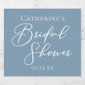 ダスティブルーブライダルシャワーパーソナライズされたホワイトスクリプト スパークリングワインラベル (シングルラベル)
