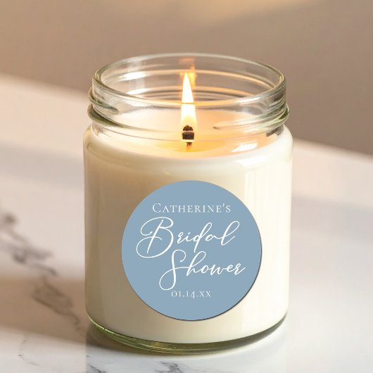 ダスティブルーブライダルシャワーパーソナライズされたホワイトスクリプト ラウンドシール