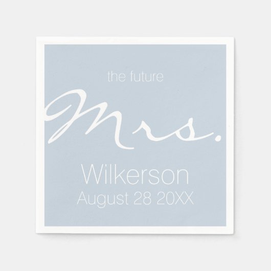 ダスティブルーブライダルシャワーフューチャー夫人 スタンダードカクテルナプキン (正面)