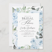 ダスティブルーブライダルシャワーフローラグリーンリー 招待状 (正面)