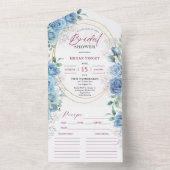 ダスティブルーブライダルシャワーブルーバラレシピ オールインワン招待状 (内側)