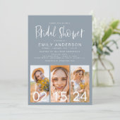 ダスティブルーブライダルシャワーミニマルQRコード 招待状 (スタンド正面)