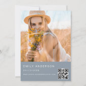 ダスティブルーブライダルシャワーミニマルQRコード 招待状 (裏面)