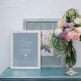 ダスティブルーブライダルシャワーミモサバー標識 台座サイン